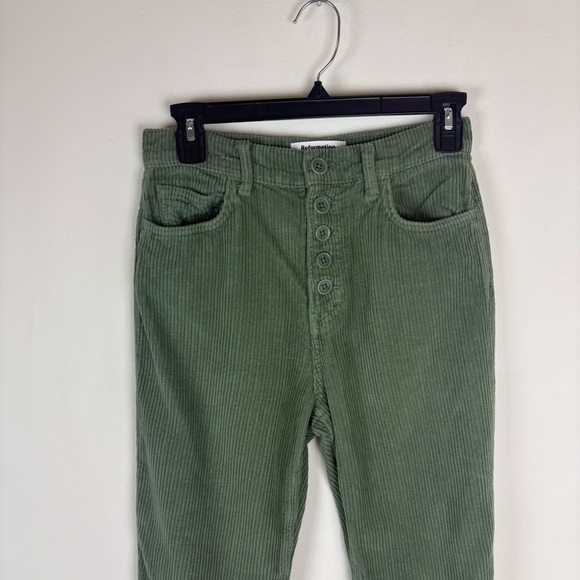 Reformation Cynthia Button Fly High-Rise Straight Corduroy Pants Size 25 - Picture 7 of 10